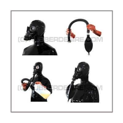 M41-GP5 gasmask-system BUBBLE-LB-M with separate openface-hood, inhalerset, tube- and rebreathing-bag-set